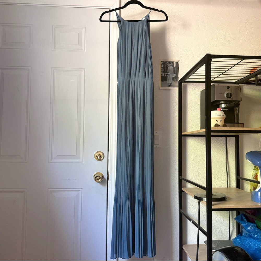SAMSOE SAMSOE denim blue‎ myllow pleated sleeveless maxi gown dress